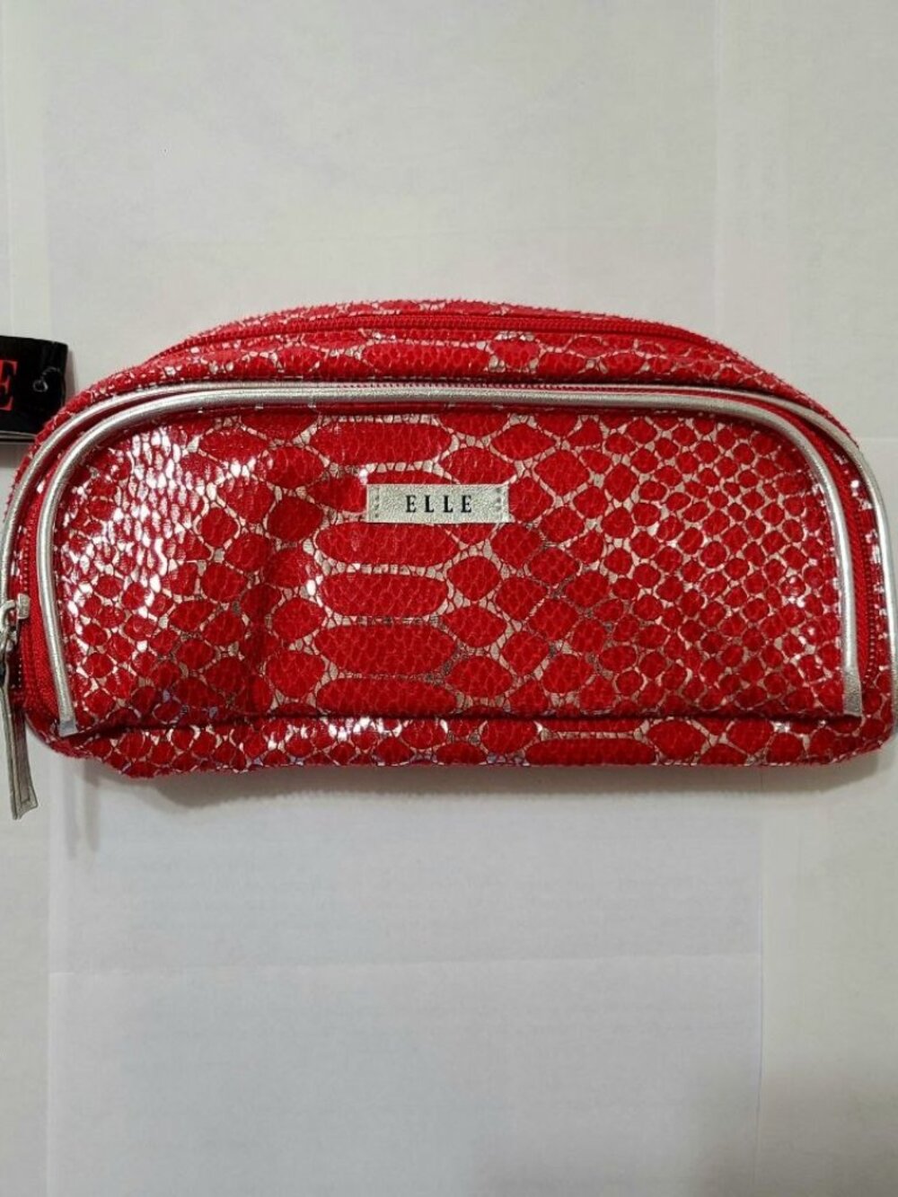 ELLE Red Textured Cosmetic Bag